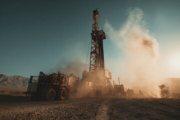 Drilling Rig Operating in Desert Oil Field Environment