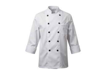 Isolated Classic White Chef Coat with Black Buttons