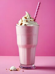 milkshake on pink backgroumd