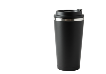 Isolated Black Stainless Steel Travel Mug