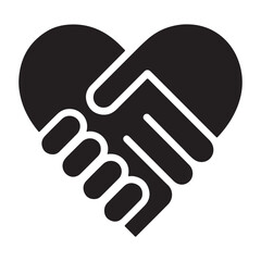 Minimalist pink clasped hands heart illustration