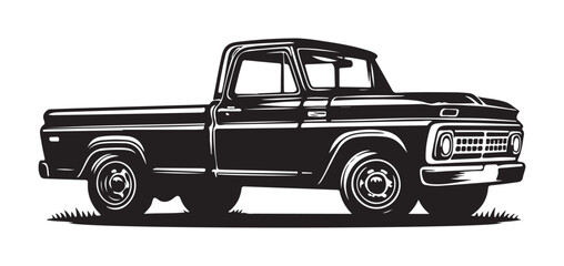 Vintage Pickup Truck Illustration Classic Vehicle American Car Vector Graphic © Creative Image  