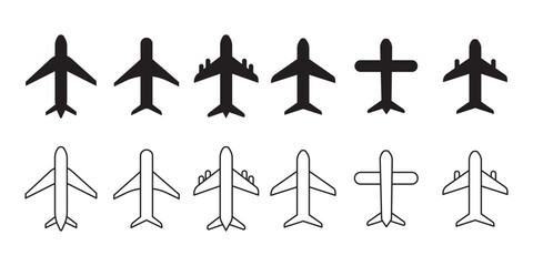 Airplane vector icon set. Aircraft vector sing. Flight transport symbol. vector illustration.