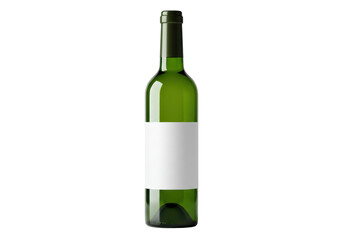 Isolated Green Wine Bottle with Blank White Label