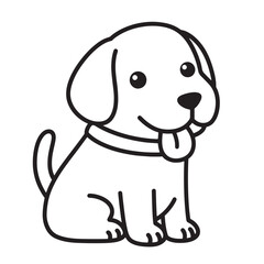 Obraz premium Adorable sitting puppy vector illustration in simple black outline silhouette design