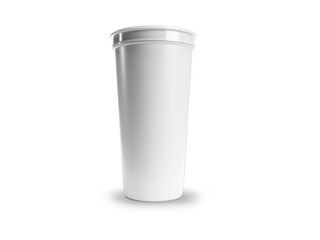 3D Illustration of Blank White Tumbler Cup Mockup Scene on Isolated White Background