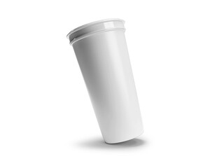 3D Illustration of Blank White Tumbler Cup Mockup Scene on Isolated White Background