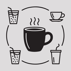 Minimalist black and white icon set for design projects