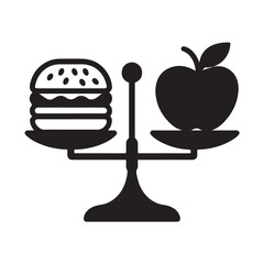 Apple burger and scale vector design illustration