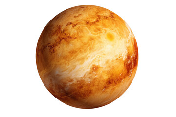 A detailed image of venus with swirling clouds and a dark background in outer space view of planet