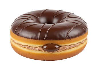 Isolated Chocolate Glazed Donut with Cream Filling