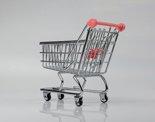 Shopping Basket, Shopping Cart, Shop Cart, Empty Trolley, Supermarket Cart with Copy Space
