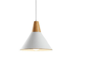 Isolated Modern White Pendant Light Fixture with Wood Accent © Jonathan