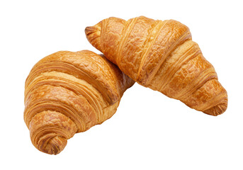 Isolated Two Golden Croissants Baked to Perfection