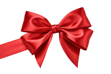 Fototapeta premium A close up view of a bright red satin ribbon tied into a bow against a plain black background space