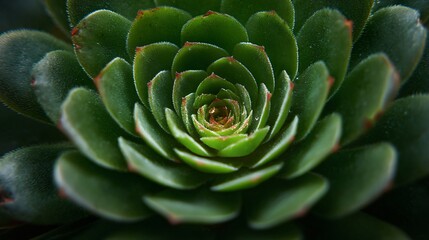 Succulent with concentric leaf patterns, centered and minimal backdrop
