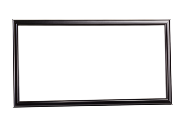 A close up shot of a rectangular black picture frame against a dark black color background space area