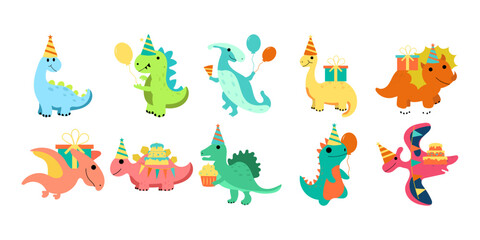 Cute Birthday Dinosaurus Illustration