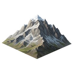 Snowy Mountain Isometric View.