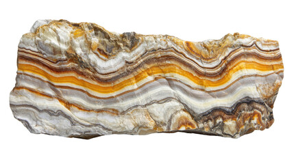 Layered rock formation featuring wavy sediment patterns, showcasing natural geological texture and erosion lines in sedimentary stone, isolated on white background
