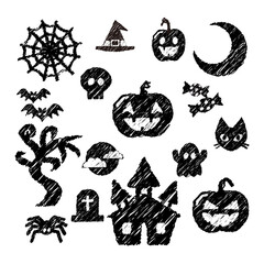 ハロウィンのアイコン　手描き風