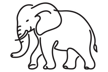 Walking Elephant Line Art Illustration for Wildlife and Animal Lovers
