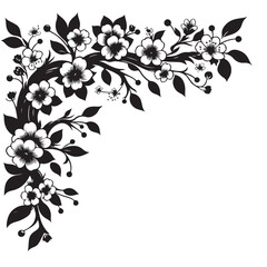 Elegant Floral Corner Design A Black and White Vector Illustration