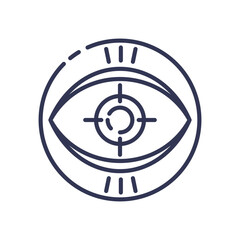 An eye with a target symbol, representing precision and focus in targeting.
