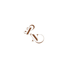 ZN letter wedding logo concept elegant curve monogram bold and hairline initial