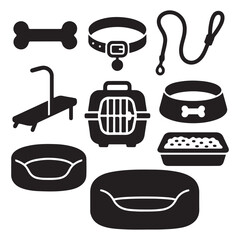 Dog supplies silhouette vector graphics