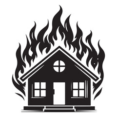Silhouette of a House on Fire Vector Illustration Design