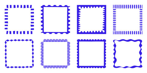 Vector set of hand drawn cut out style  frames and borders - abstract design elements for decoration or logo design templates, prints, placards, posts in modern minimalist style with copy space for te