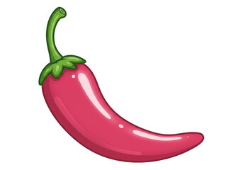 Isolated Cartoon Illustration of a Single Red Chili Pepper