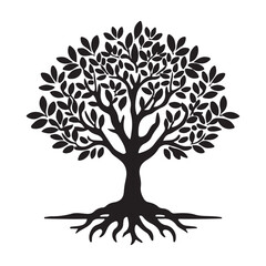 Obraz premium Magnificent Silhouette Tree Vector Illustration with Intricate Root System