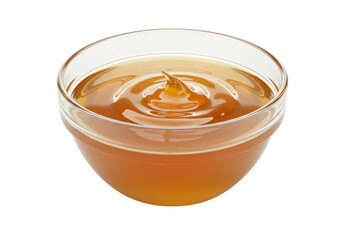 Isolated Glass Bowl Filled with Golden Caramel Sauce