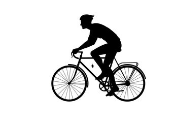 Isolated Silhouette of Cyclist