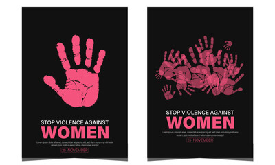 Stop violence against women, speak out for women's rights, set o9f two vertical templates for 25th November.