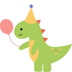 Cute Birthday Dinosaur Illustration