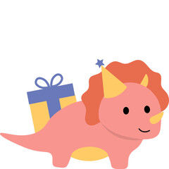 Cute Birthday Dinosaur Illustration