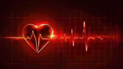 Glowing Heartbeat EKG Monitor Medical Graphic