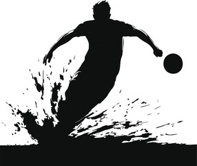 Fototapeta premium Ink grunge sport black silhouette man splash vector illustration poster.