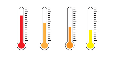 Thermometer icon set. Temperature thermometer icon collection. Weather thermometer icon vector illustrator.
