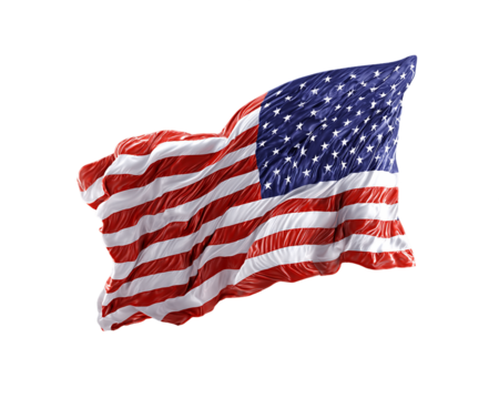 Waving American Flag on Transparent Background, PNG