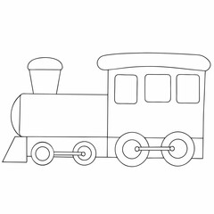 Train coloring page simple and minimal line art illustration on white background