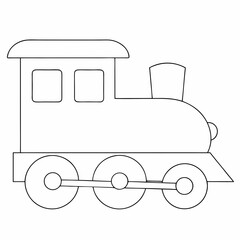 Train coloring page simple and minimal line art illustration on white background
