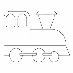 Train coloring page simple and minimal line art illustration on white background