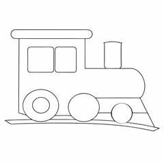 Train coloring page simple and minimal line art illustration on white background