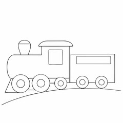 Train coloring page simple and minimal line art illustration on white background