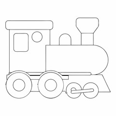 Train coloring page simple and minimal line art illustration on white background
