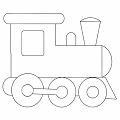 Train coloring page simple and minimal line art illustration on white background